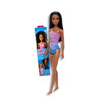 Boneca Barbie Praia Negra Maiô Roxo