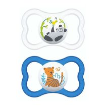 Conjunto com 2 Chupetas - Air - Bico de Silicone SkinSoft - +6 Meses - Tigre e Panda - MAM