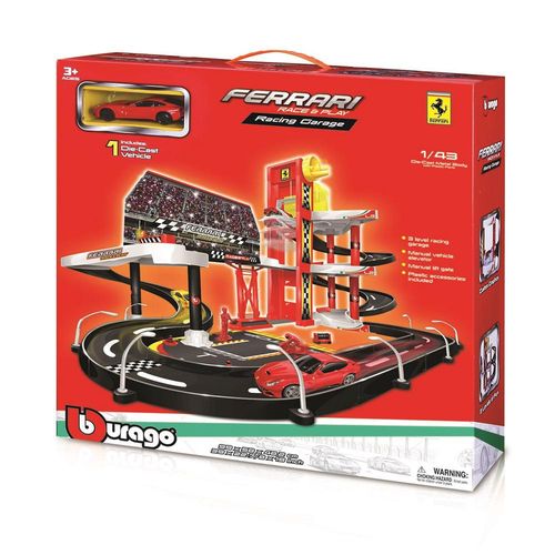 Pista Racing Garage - Ferrari - Race Play 1/43 - Burago - Vermelho
