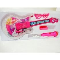 Kit Guitarra Girls Rock Brinquedo Infantil Musical Com Luz