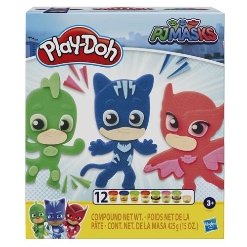 Conjunto Massa de Molelar - Play-Doh - Kit de Heróis PJ Masks com 12 Potes de Massinha - Hasbro