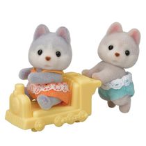 Conjunto de Figuras - Sylvanian Families - Bebês Huskys Amber e Jeremy - Epoch