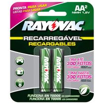Pilha Recarregável Econômica Rayovac AA (Pequena) - Cartela com 2 unidades