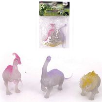 Kit Boneco Dinossauro De Pvc World Brilha No Escuro 3 Peças