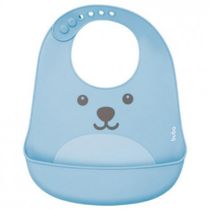 Babador De Silicone Bebê Impermeável Pega Migalhas Infantil Azul