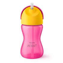 Copo com Canudo - Dinossauro Rosa e Amarelo - 300 Ml - Philips Avent