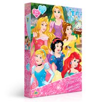 Quebra-Cabeça Metalizado - Disney - Princesas - 100 Peças - Toyster