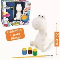 Boneco Dinossauro Baby Rex Com Cofrinho De Pintura Com Tintas e pincel Lavavel