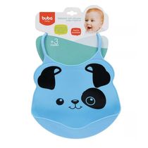 Babador de Silicone - Com Pega Migalhas - Cachorro - Azul - Buba