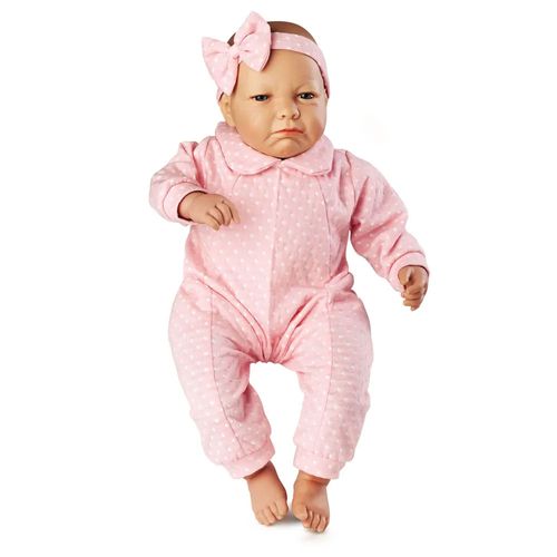Boneca Bebê - Bebê Real - Coleção Expressões - Quero Carinho - Macacão Rosa - Roma Jensen