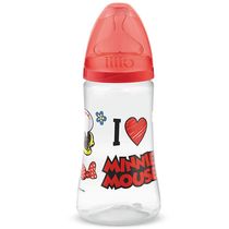 Mamadeira Transparente - 300Ml - Disney - Minnie Mouse - Vermelha - Lillo