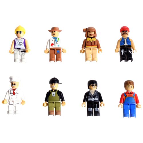 Conjunto de Mini Figuras - 8 Personagens da Cidade - FanFun