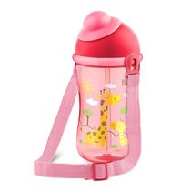 Copo com Canudo - Cantil 390 ml - Antivazamento - Rosa - Meninas - Lillo