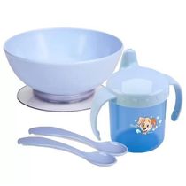 Kit Refeição Com Caneca - Talheres Livre Bpa - Petita Azul