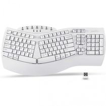 Perixx 11615 Teclado Ergonomico Dividido Sem Fio Recarregavel Reduz a Tensao das Maos com Descanso de Pulso Branco