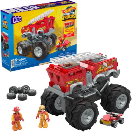 Blocos de Montar - Mattel - Hot Wheels - Mega -  Monster Trucks - 5 Alarm - 284 Peças