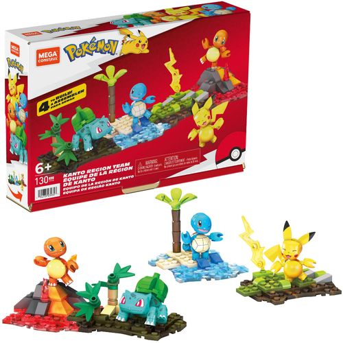 Blocos De Montar - Mattel - Pokémon - Mega Construção - Equipe De Kanto - 130 Peças