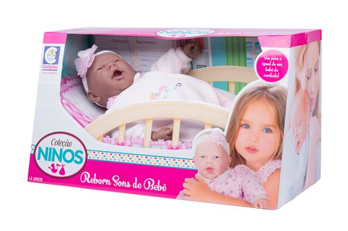 Boneca Bebê - Ninos Reborn - Dormindo - Roupinha Sortida - Cotiplás