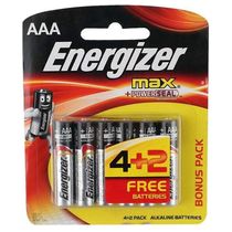 Pilhas Alcalinas - LR03 Palito - AAA - Cartela com 6 Unidades - Energizer Max