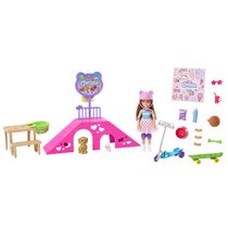Conjunto Boneca Articulada E Acessórios - Barbie - Chelsea Pista De Patinação - Mattel