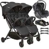 Carrinho de Gemeos com Bebe Conforto e Base Kiddo Road Preto