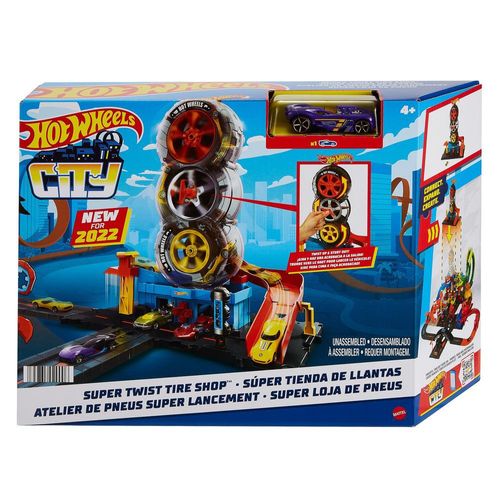 Conjunto e Pista - Hot Wheels City - Lava Rápido Mega Torre - Mattel