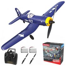 Avião de Controle Remoto com Tecla Acrobática para Crianças e Adultos, LEAMBE F4U Corsair, Azul