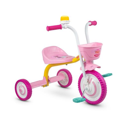 Triciclo Infantil com Capota - Passeio e Pedal - Rosa - Bandeirante