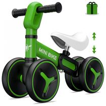 Bicicleta sem Pedal com 4 Rodas para Crianças de 1 a 3 Anos, YGJT, Verde