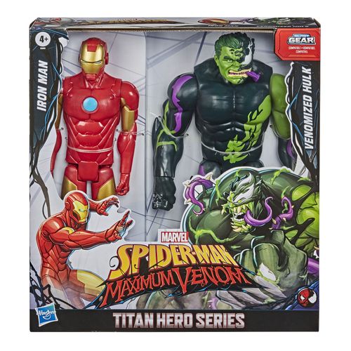 Conjunto De Bonecos Articulados - 30Cm - Disney - Marvel - Spider-Man Maximum Venom - Iron Man e Hulk - Hasbro