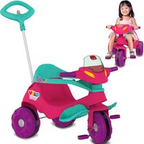 Carrinho de Passeio e Pedal Infantil Bandeirante Velobaby Com Pedal Rosa