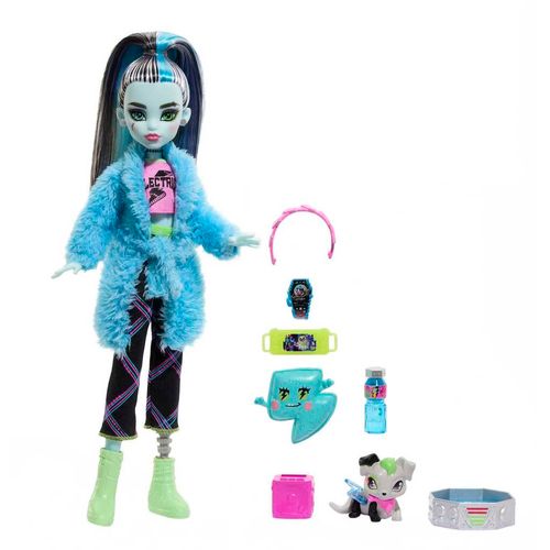 Boneca Fashion Articulada E Acessórios - Monster High - Creepover - Frankie - Azul - Mattel