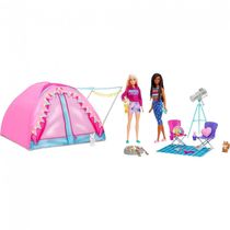Boneca Barbie e Brooklyn Acampamento Malibu com 20 Acessórios, Rosa