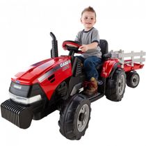 Trator e Reboque Elétrico Infantil Peg Perego Case IH Magnum 12 Volts, Vermelho