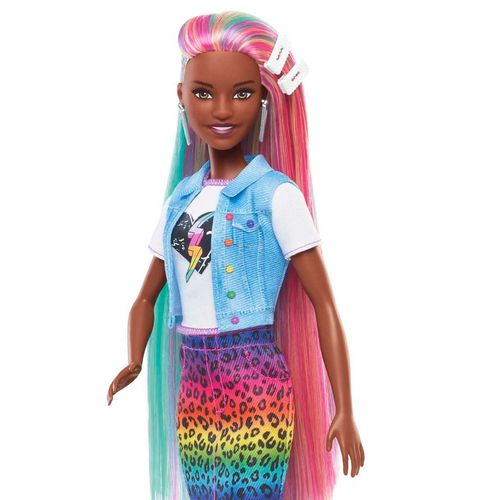 Boneca - Barbie - Penteado Arco-Íris - Animal Print Castanha - Mattel