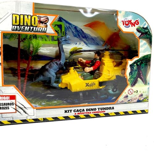 Kit Safari Dinossauro - Boneco - Dinossauro e helicóptero - Toyng