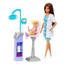 Boneca Barbie Profissões Dentista Com Mini Boneca Paciente