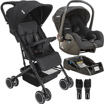 Carrinho de Bebe com Bebe Conforto e Base Kiddo Mascote Preto