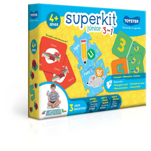 Conjunto de Jogos Educativos - Super Kit Júnior 3 em 1 - Toyster