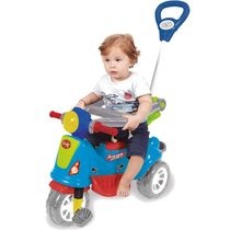 TRICICLO INFANTIL AVESPA COLORIDO COM HASTE REMOVIVEL