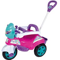 Triciclo Carrinho De Empurrar Com Haste E Pedal Maral Baby City Menina