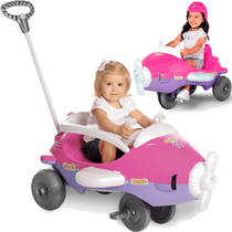 Carrinho Avião de Passeio e Pedal Bebe Calesita Aeroh Rosa