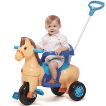 Triciclo Infantil Calesita Potó - 2 em 1 - Pedal e Passeio com Aro - Azul/Bege