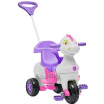 Triciclo Infantil Calesita Didino - 2 em 1 - Pedal e Passeio com Aro - Branco/Rosa/Lilás