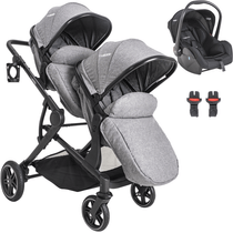 Carrinho para Gemeos Moises Bebe Conforto Kiddo Pair Cinza