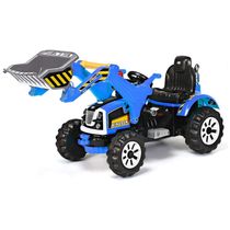 Trator e Escavadeira Elétrica Infantil a Bateria 12V com Buzina e 2 Velocidades, Costzon, Azul