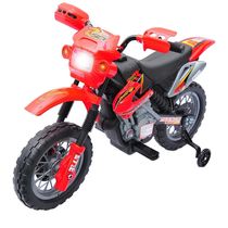 Moto Elétrica Infantil Off Road a Bateriva 6V com Rodas de Treinamento, Qaba, Vermelha