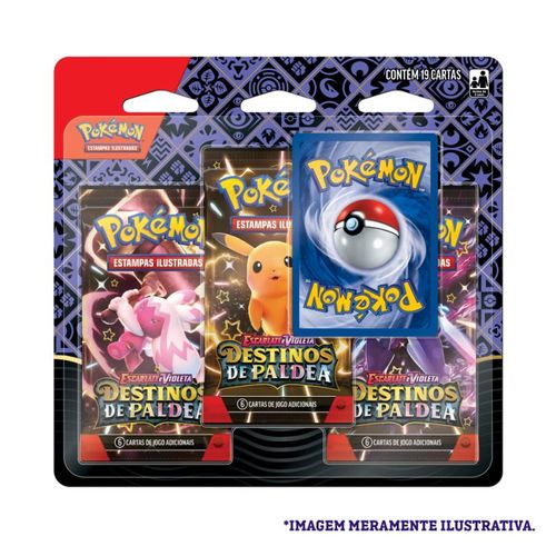 Jogo de Cartas - Pokémon - Escarlate e Violeta - Destinos de Paldea - Blister Triplo - Copag