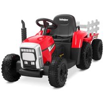 Trator Elétrico Infantil com Pneus de EVA e Motores Duplos de 35W, 12V 7AH, Kidzone, Vermelho