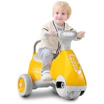 Moto Elétrica Triciclo Infantil com Três Músicas Dinâmicas, Luzes LED e 2 Modos, 6V, Sfrvkly, Amarelo